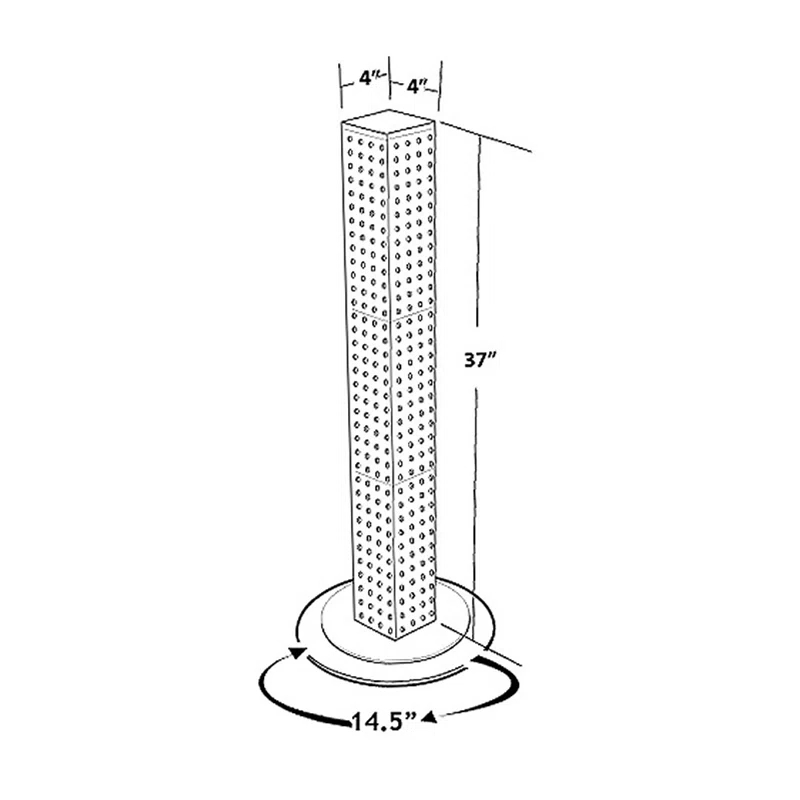 Four-sided 4"W x 36"H Pegboard Tower with Revolving 14.5" Base