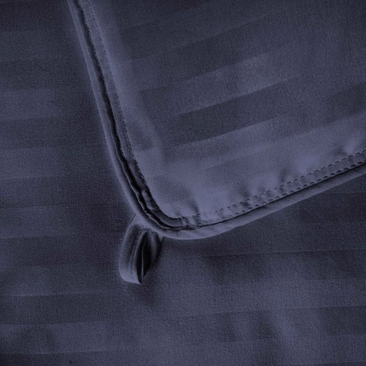 Superior Striped Reversible Box-Quilt Brushed Microfiber Medium Weight Down Alternative Comforter