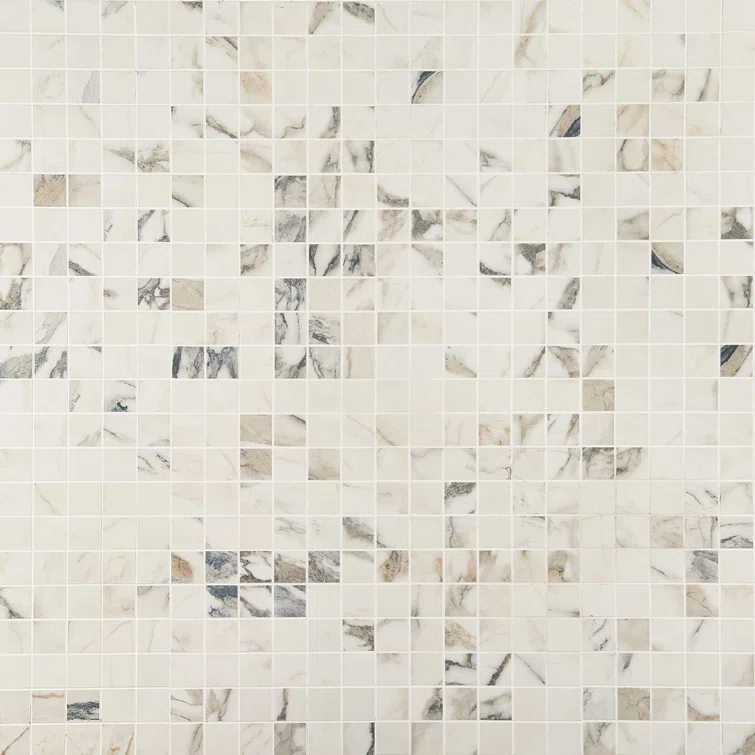 Saroshi Calacatta Rustico 11.81 in. x 11.81 in. Matte Porcelain Floor and Wall Mosaic Tile (0.96 sq. ft./Each)