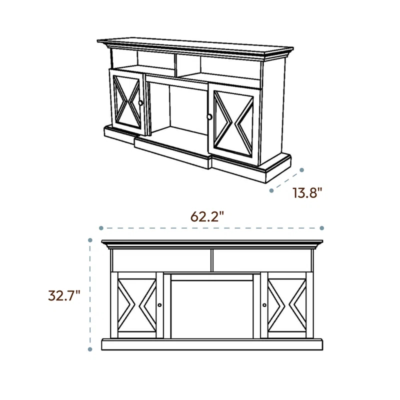 Cambridge Cambridge Summit 62-In. Farmhouse Fireplace TV Stand with Crystal Rocks Display