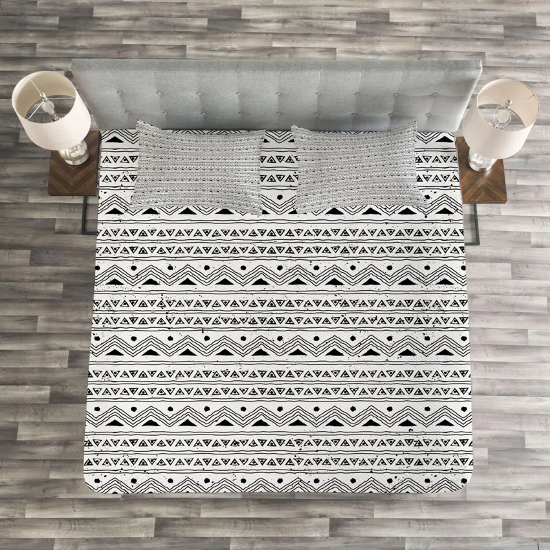 Ambesonne Rustic Geometric Shapes Coverlet Set