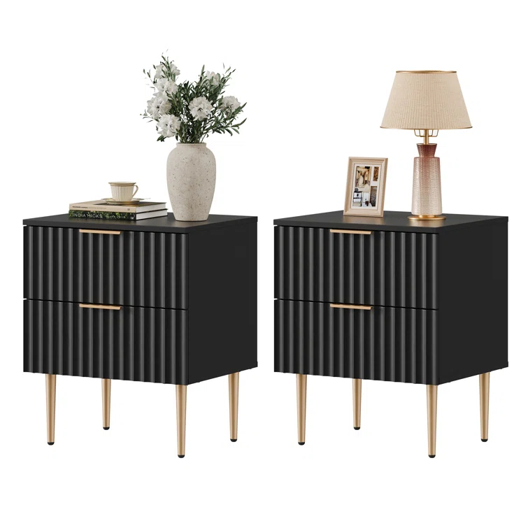 Mercer41 Rishaw Fluted Nightstand With 2 Drawers (Set of 2)