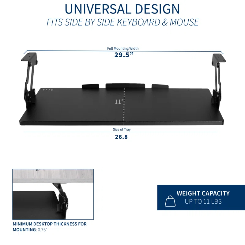 2.2'' H x 26.8'' W Keyboard Tray/Drawer