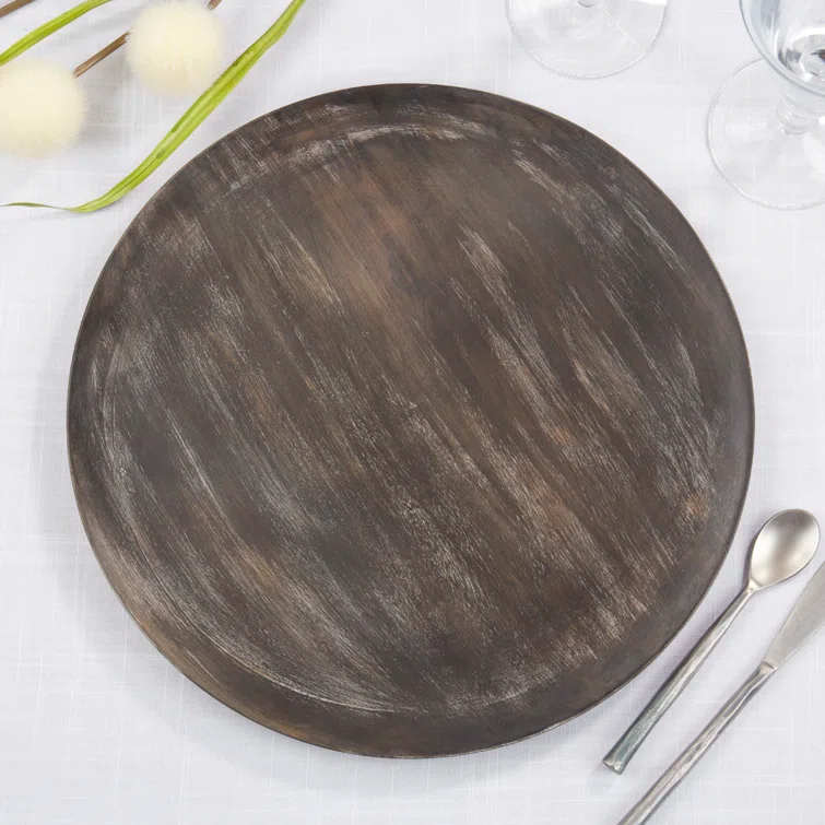 Sousplat Collection Mango Wood No Pattern Charger (Set of 4)