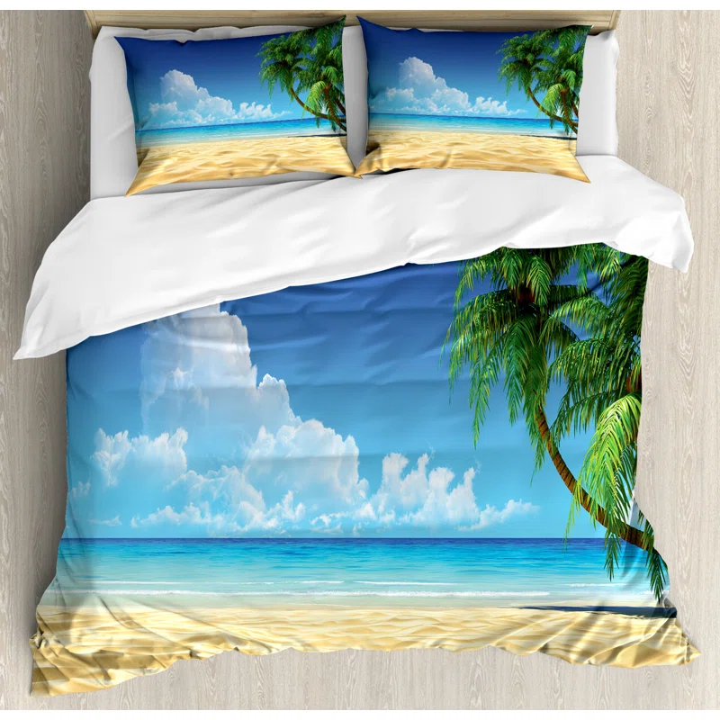 Ambesonne Coastal Floral Duvet Cover Set
