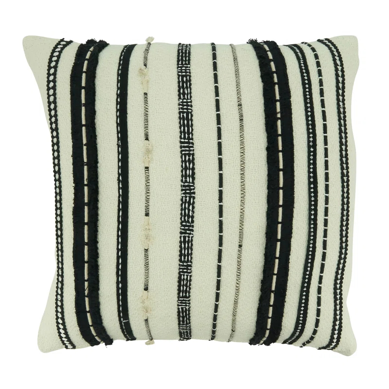 Fringed Cotton Throw Pillow