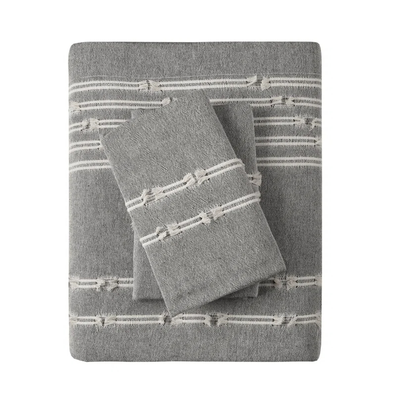 INK+IVY 3 Piece Cotton Jacquard Bedding Set