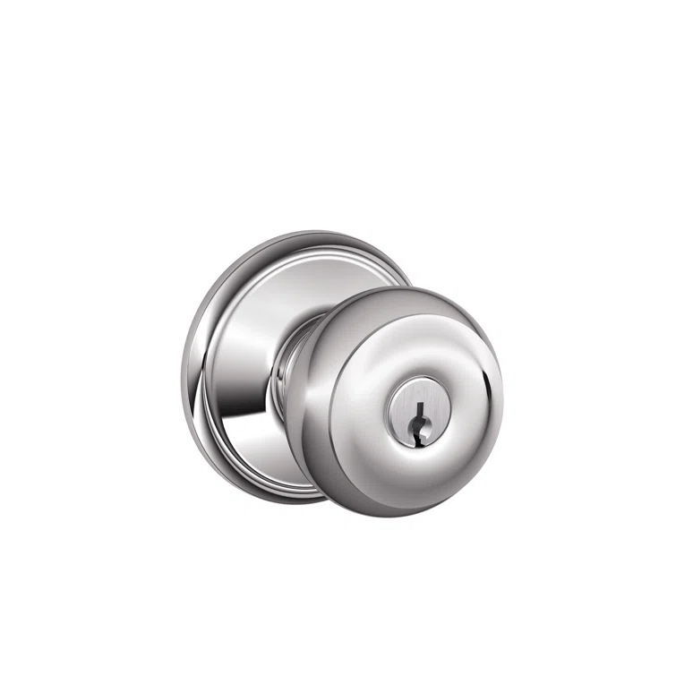 Polished Chrome Single Cylinder Keyed Entry Door Knob
