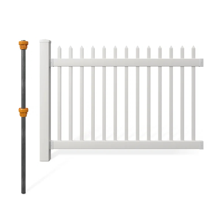 WamBam No-Dig Fence 4ft H x 6ft W (1 Panel + 1 Post) No Dig WamBam Nantucket Fence Kit, White Vinyl Picket Fence Panel, Easy DIY Installation Fence Panel Kit, Durable Outdoor Fence for Yard or Garden, BL19101
