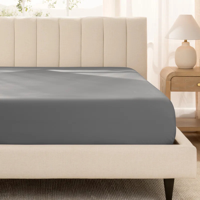 Bare Home Organic Sateen Machine Woven Fitted Sheet