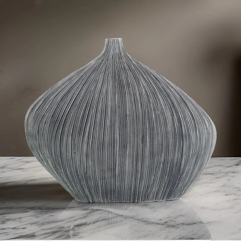 Benjara Crew Decorative Vase, Asymmetrical Design, Black Polyresin Frame, 16 Inch