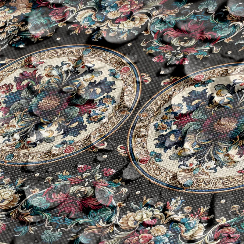 Ambesonne Ambesonne Oriental Table Runner & Placemats Placemat 4 pcs + Runner 12"x90" Beige Seafoam and Ruby