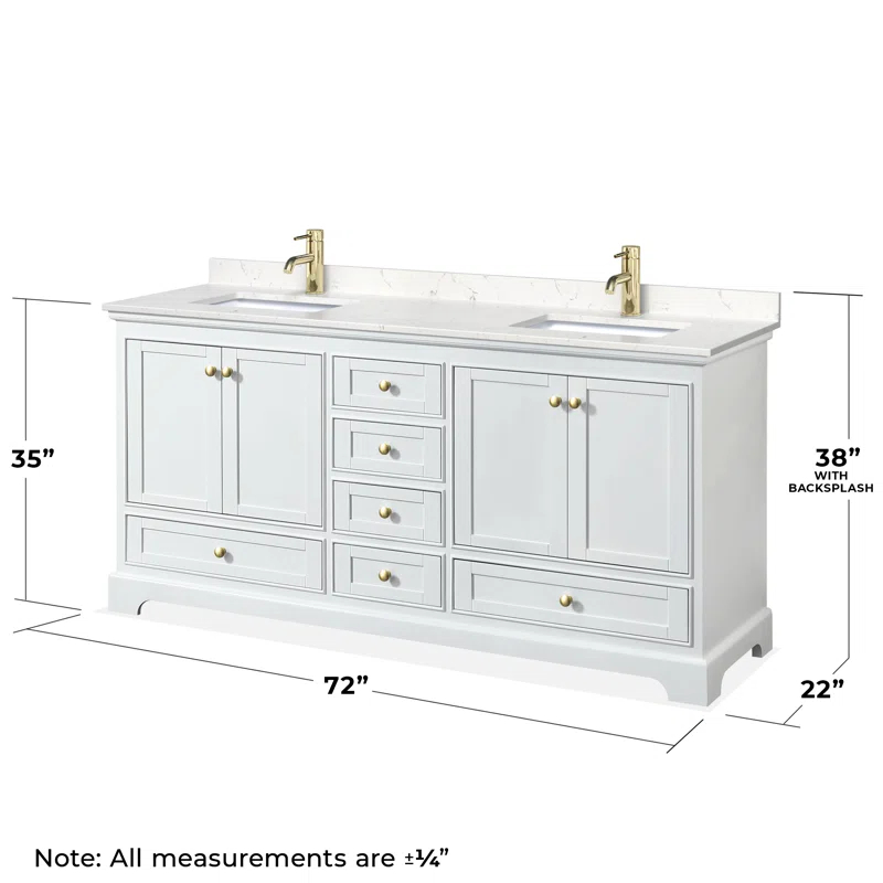 Wyndham Collection Deborah 72'' Double Bathroom Vanity with Marble Top