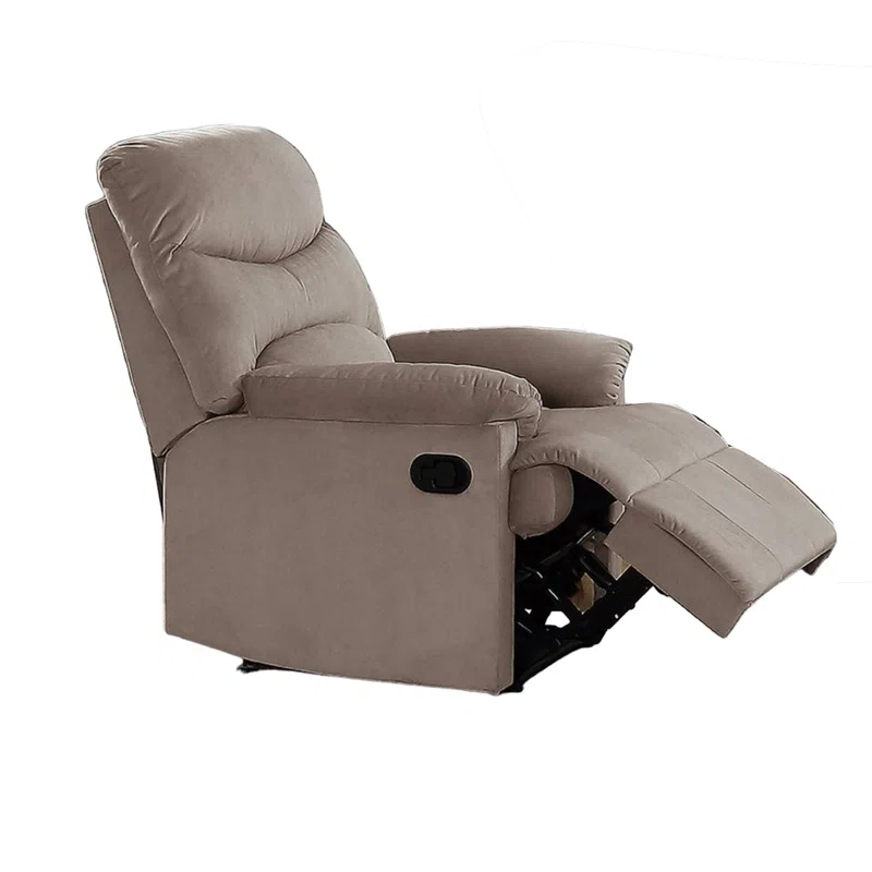 Benjara Karry Manual Recliner Chair, Cushioned Velvet, Solid Wood