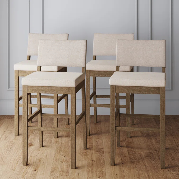 Nathan James Upholstered Counter Stool with Solid Wood Frame (Set of 4)