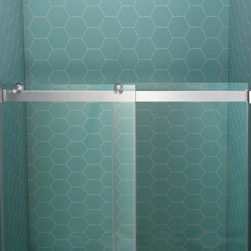 WoodBridge 44-48" W x 80" H Double Sliding Semi- Frameless Shower Door with 5/16"(8mm) Clear Tempered Glass SURFK-4880--CH