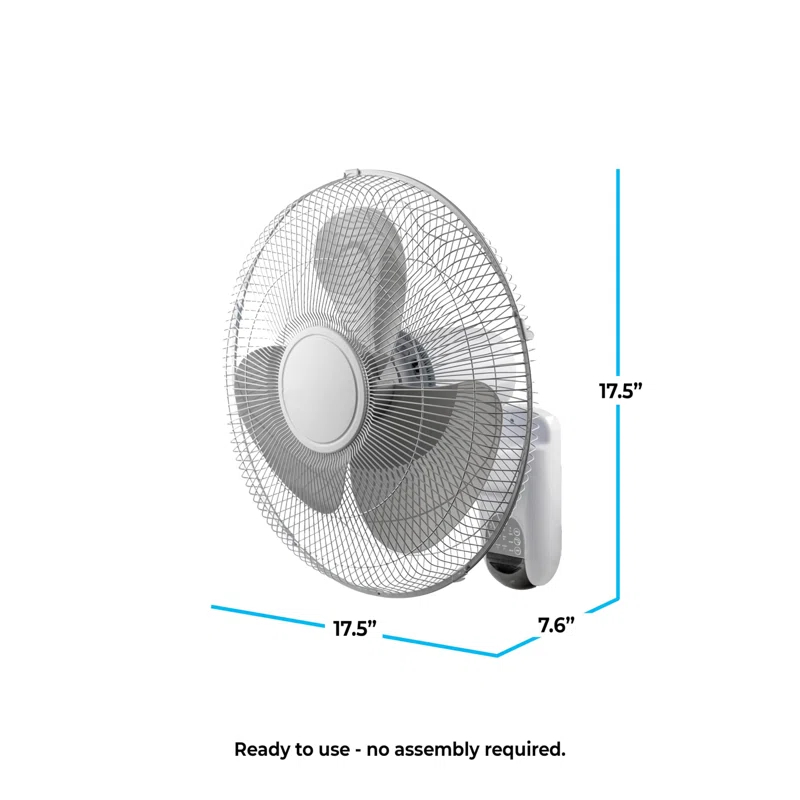 UNIVERSAL WINDOW SOLUTIONS Oscillating Wall Mount Fan With Adjustable Vertical Tilt, 16 Inch, 3 Speed, Metal Grille, 90 Degree Oscillation, 3 Modes: Normal, Pulse, And Sleep, 4H Timer, & Wi-Fi App Control