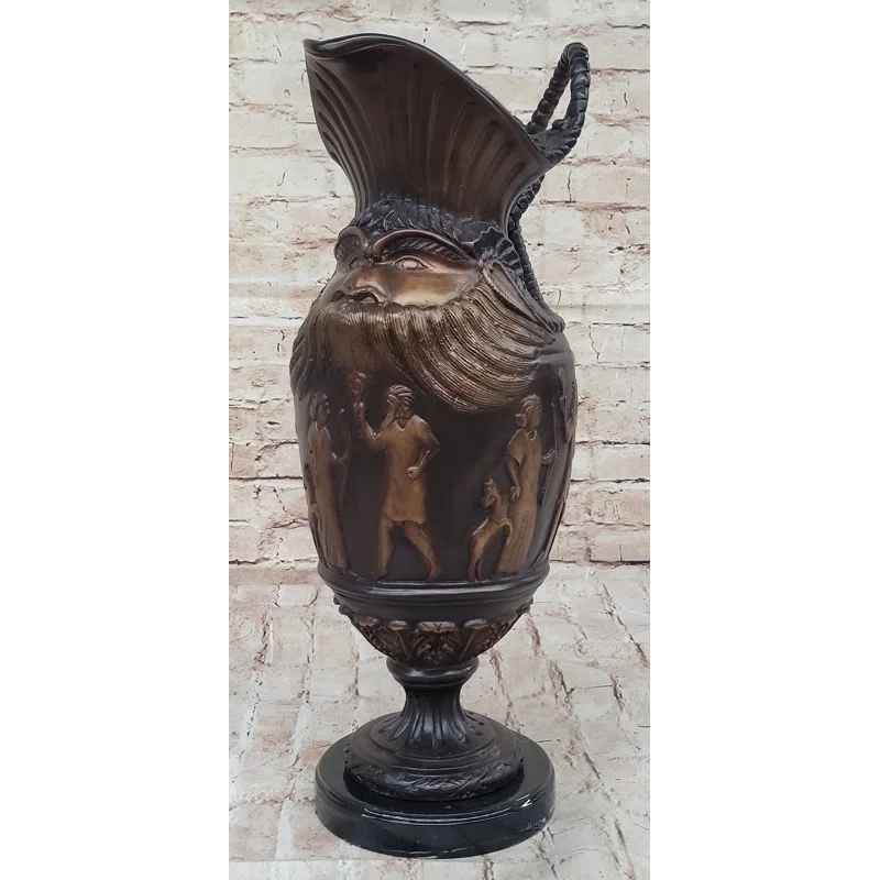 Bungalow Rose Winshell Hot Cast Bronze Ancient Cultural Middle Eastern Decorative Urn Sculpture Signed Art