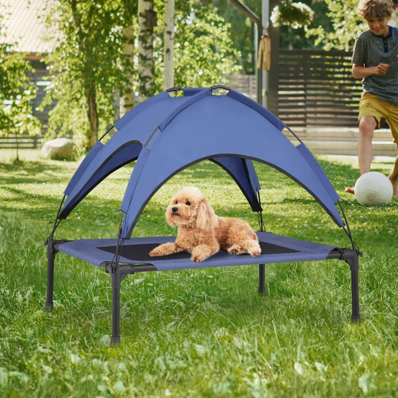 Tucker Murphy Pet™ Elevated Dog Bed With Canopy, Outdoor Dog Cot With Removable Canopy Shade Tent, Raised Pet Cot