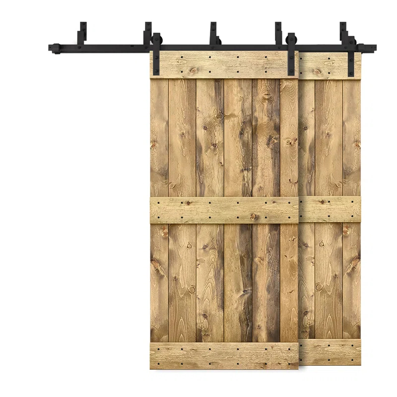 Calhome 84'' Solid Wood Paneled Painted with Installation Hardware Kit Barn Door