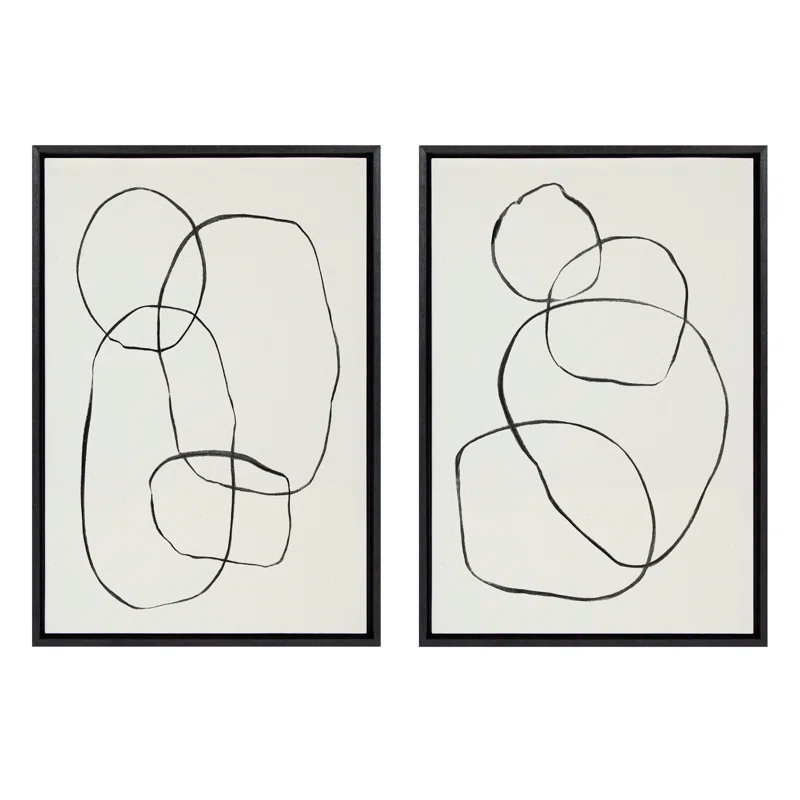 Kate and Laurel " 871 Modern Circles Flinen (left) & 869 Going In Circles Flinen (right) " by Teju Reval 2 - Pieces