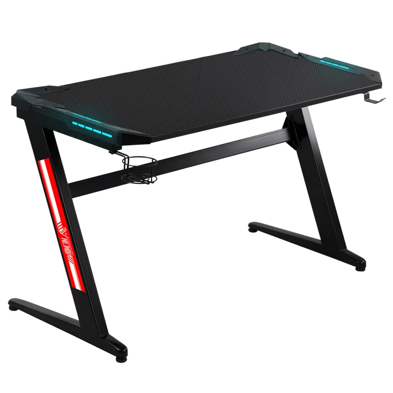 HomCom Adjustable Metal Base Computer Desk