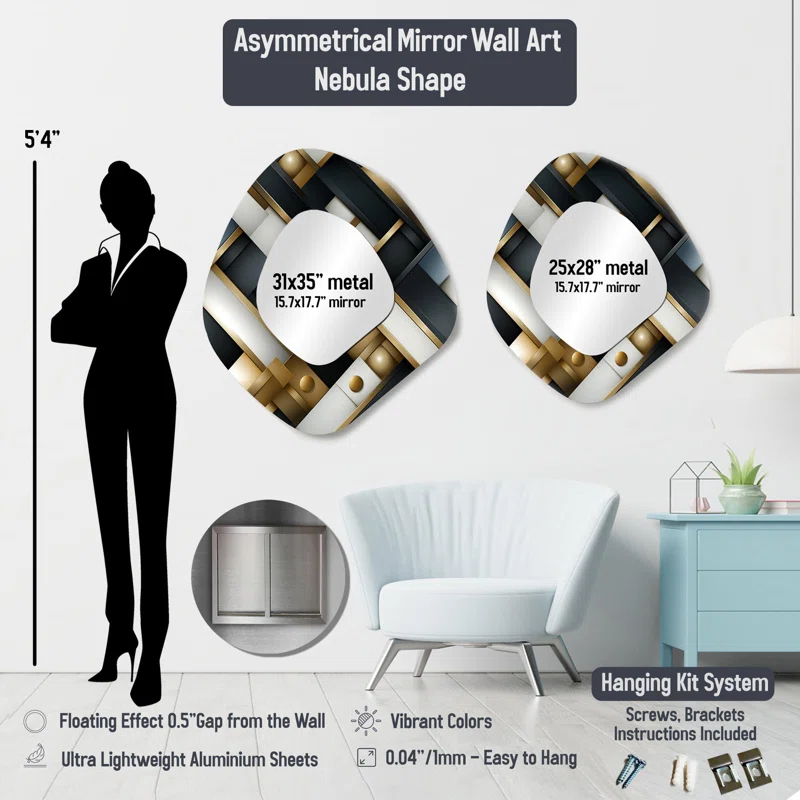 Design Art Victorian Royal Burgundy Peonies - Floral Traditional Wall Mirror In Asymmetrical Shapes