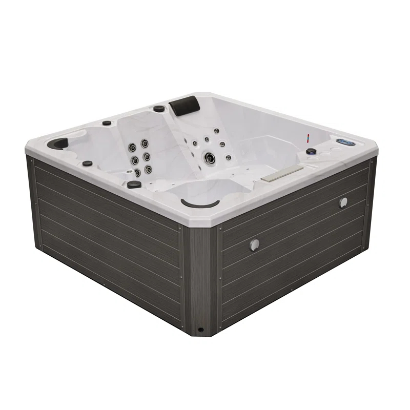 Luxury Spas Luxury Spas 240 Volt 5 Person Galley - Person 69 - Jet Acrylic Square Hot Tub With Ozonator In Cloud Gray