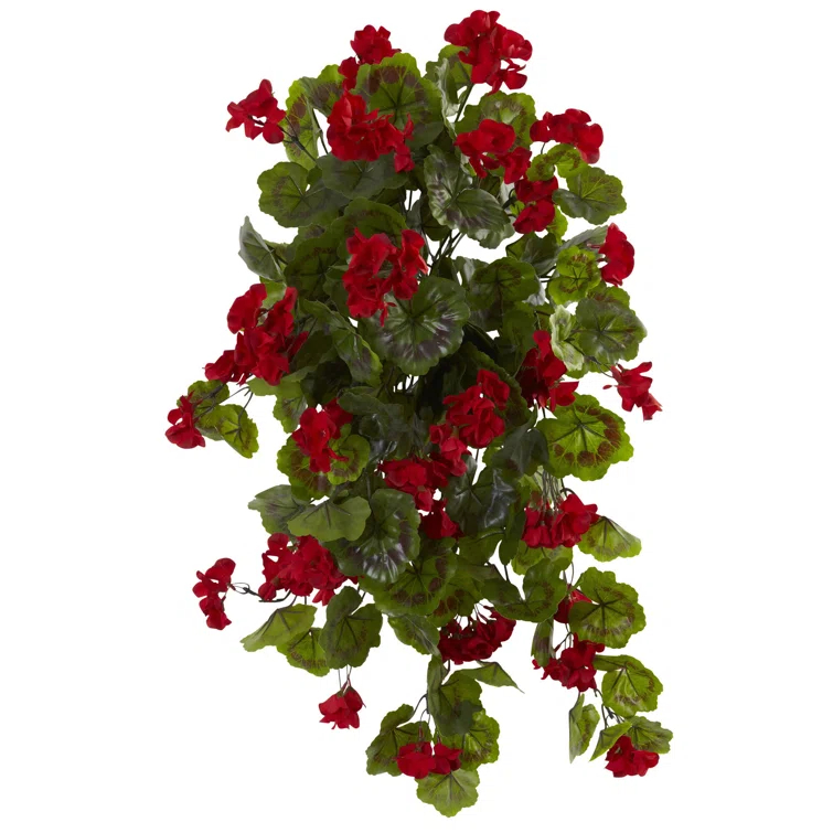 Primrue 29in. UV Resistant Geranium Artificial Hanging Plant (Indoor/Outdoor) - Set of 2