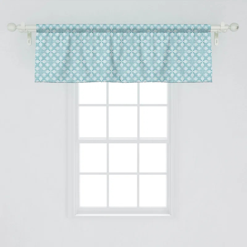 Ambesonne Ambesonne Classic Valance Pack of 2 Greek Inspired Floral Art  Pale Slate Blue White