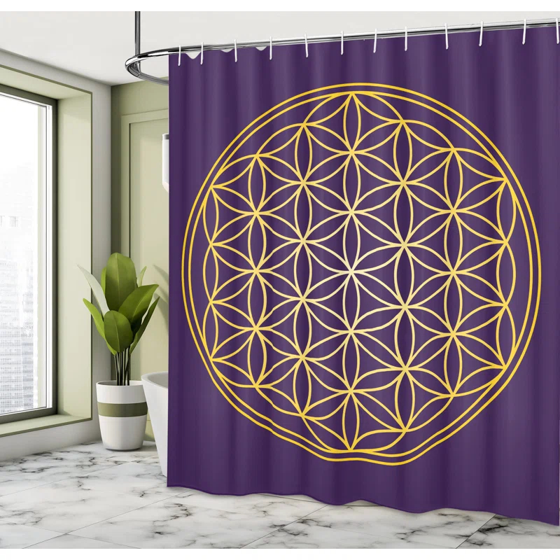Geometric Shower Curtain with Hooks Included