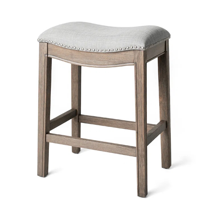 Maven Lane Maven Lane Adrien Backless Saddle Kitchen Stool with Fabric Upholstery