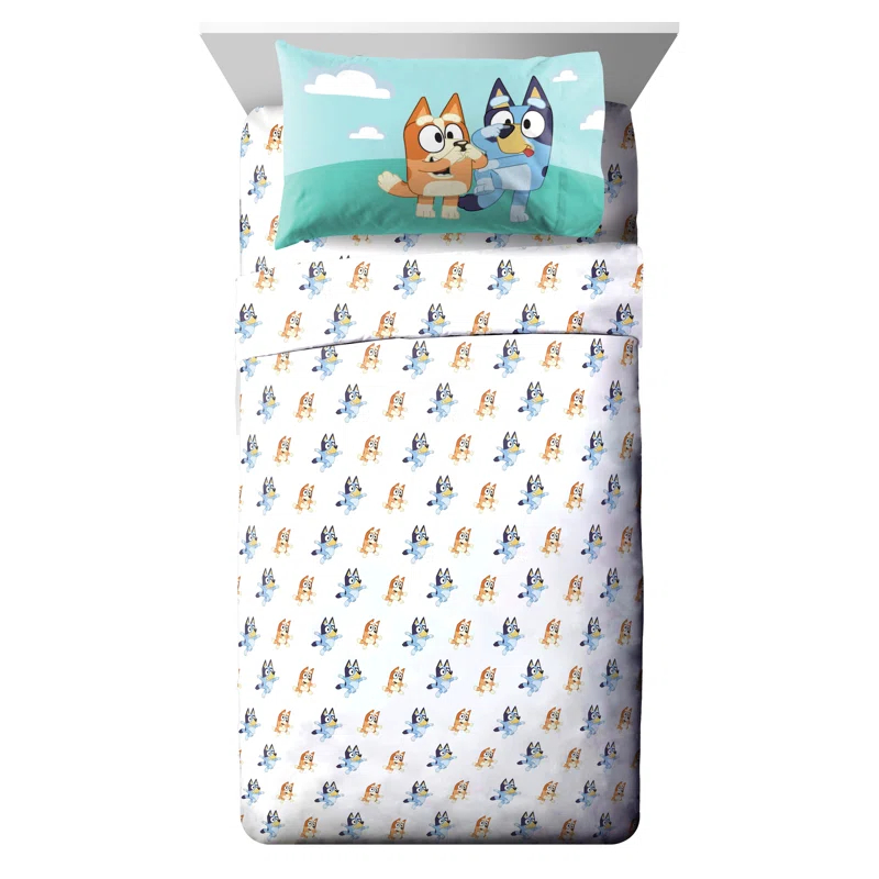 BBC Bluey & Bingo 4 Piece Full Sheet Set