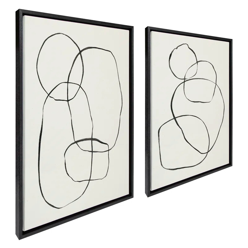 Kate and Laurel " 871 Modern Circles Flinen (left) & 869 Going In Circles Flinen (right) " by Teju Reval 2 - Pieces