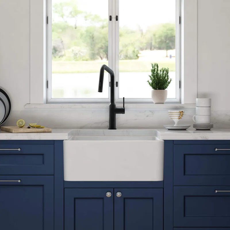 KIBI K2-SF24 Pure 24" W Single Bowl Fireclay Farmhouse Kitchen Sink