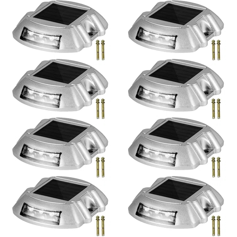 VEVOR Solar Dock Lights Low Voltage Solar Powered Integrated LED Metal Pathway Light Pack (Set of 8)