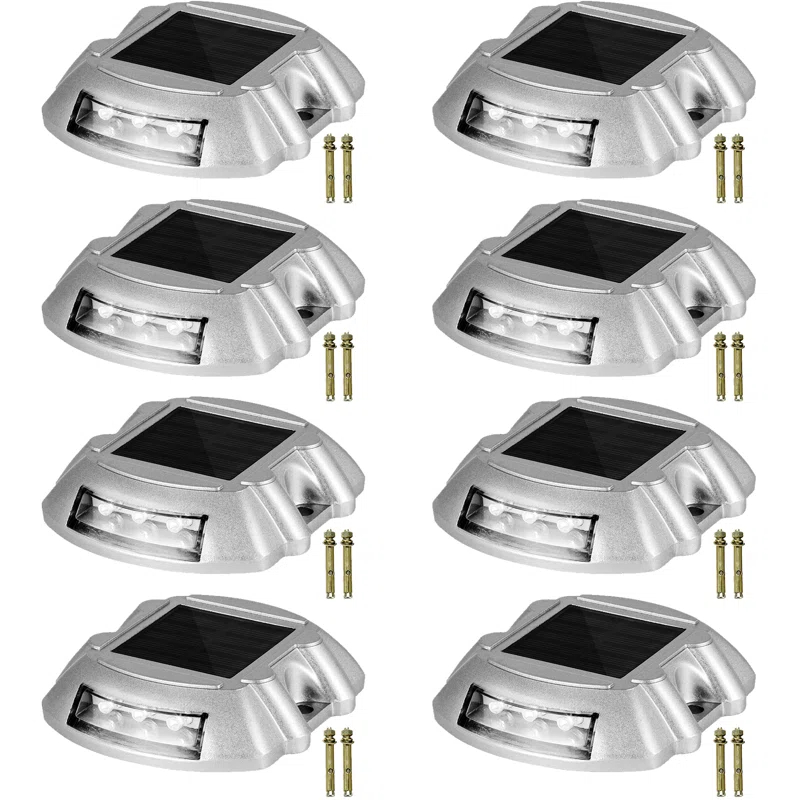 VEVOR Solar Dock Lights Low Voltage Solar Powered Integrated LED Metal Pathway Light Pack (Set of 8)