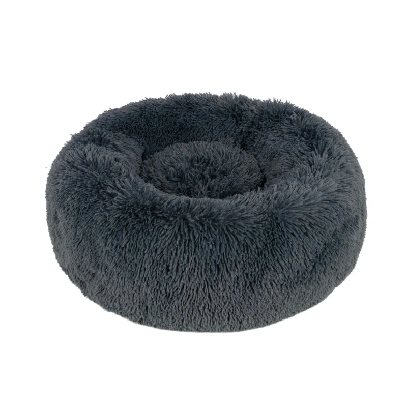 Best Pet Supplies Donut Dog Bed with Faux Fur, Anti-Anxiety Cushion, Slip-Resistant