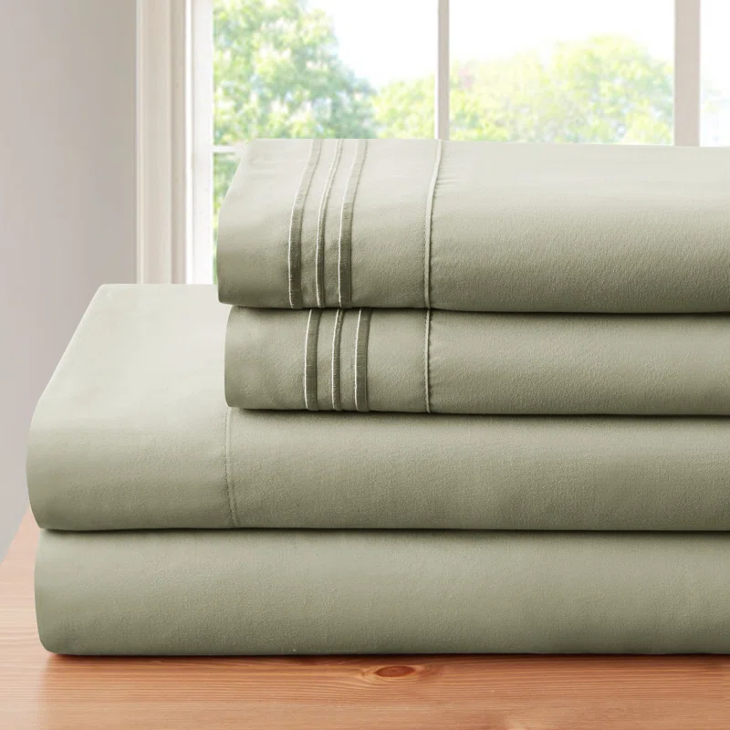 Bamboo Comfort Bamboo 1800 Thread Count 3 Line Embroidered Deep Pocket Sheet Set (4pc)