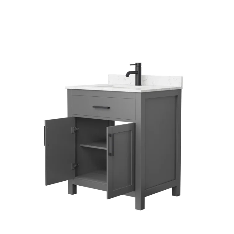 Wyndham Collection Beckett 30" Freestanding Single Bathroom Vanity with Cultured Marble Top