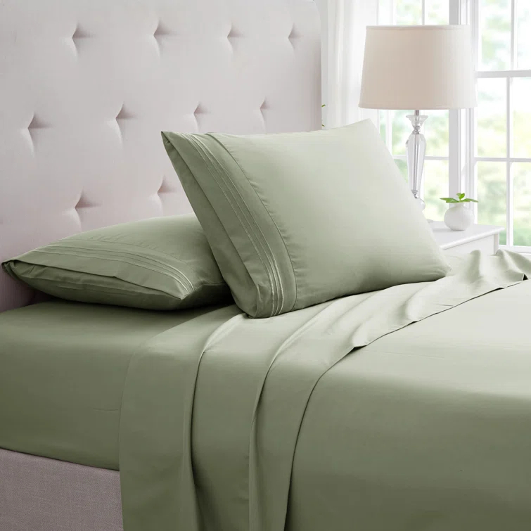 Bamboo Comfort Bamboo 1800 Thread Count 3 Line Embroidered Deep Pocket Sheet Set (4pc)