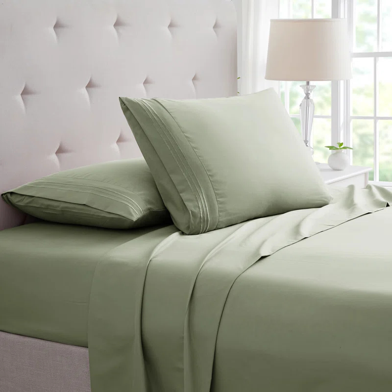 Bamboo Comfort Bamboo 1800 Thread Count 3 Line Embroidered Deep Pocket Sheet Set (4pc)