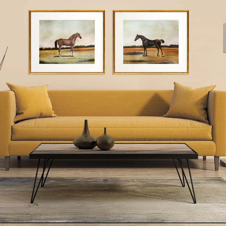 Equestrian III 27" Wide Antique Gold Framed Wall Art Set