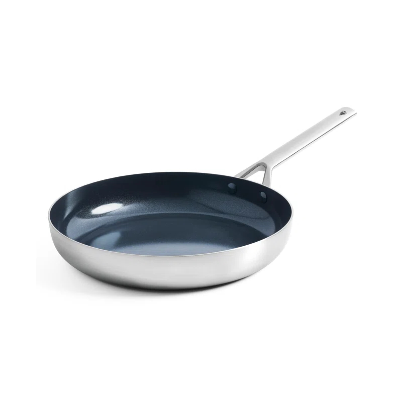 Blue Diamond Blue Diamond Cookware Tri-Ply Stainless Steel Ceramic Nonstick, 9.5" Frying Pan Skillet, PFAS-Free, Multi Clad, Induction, Dishwasher Safe, Oven Safe, Silver