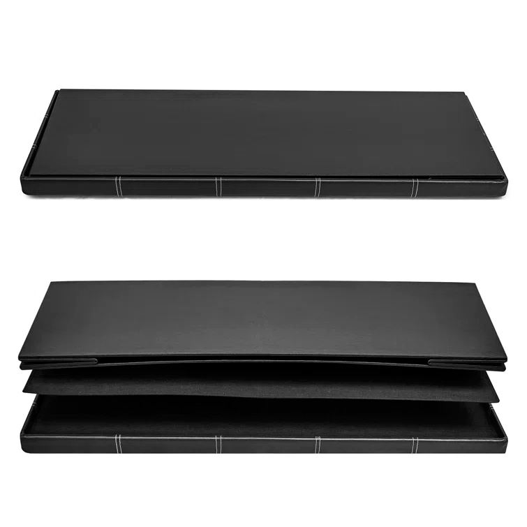 Sorbus Sorbus 43" Wide Faux Leather Tufted Rectangle Standard Ottoman with Storage in Black