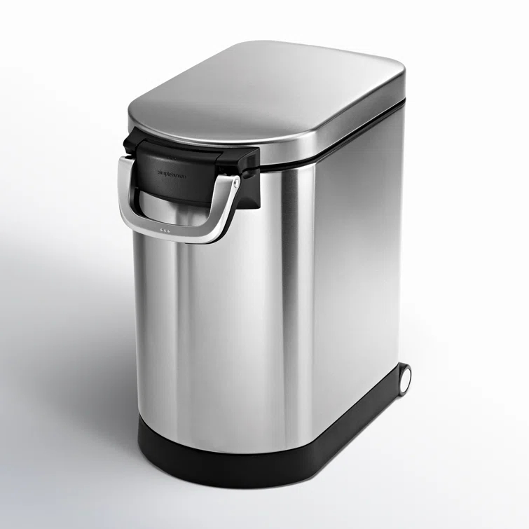 simplehuman Pet Food Storage Container Stainless Steel for Dog Food, Cat Food, and Bird Feed