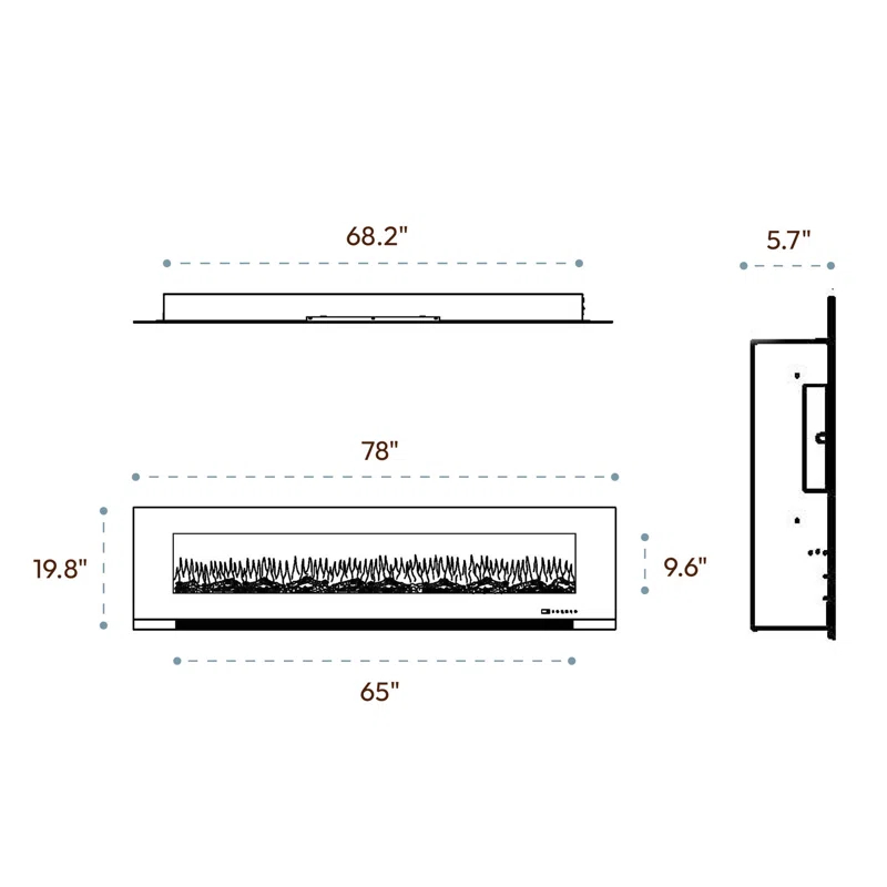 Cambridge Cambridge Wall Mount Electric Fireplace Heater with Remote Control for Indoor Use in Living Room, Bedroom, Home Office