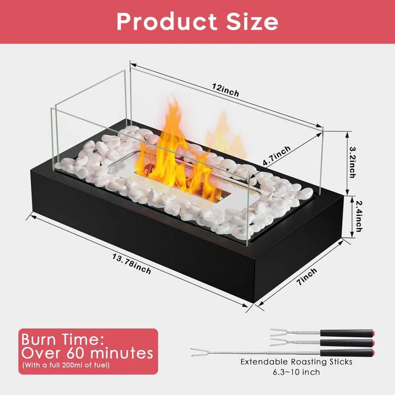 Tabletop Fire Pit, Portable Smores Maker Kit Indoor/Outdoor Mini Small Fireplace Tabl
