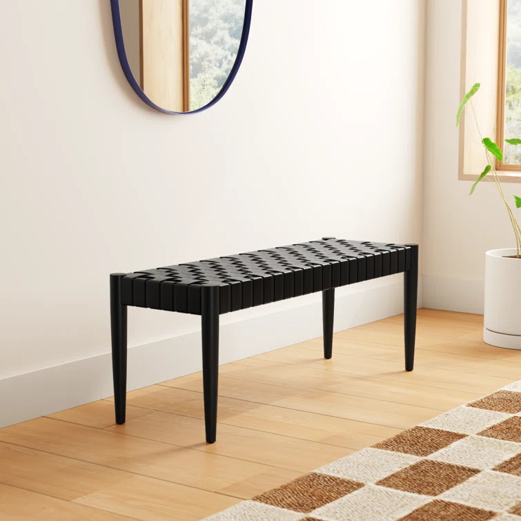 Orin 47" Woven Leather Bench