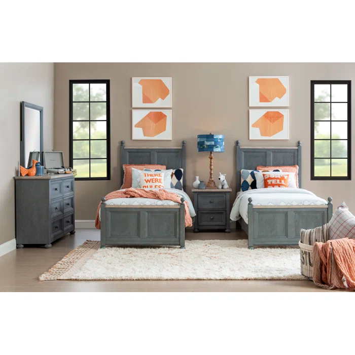Lea 2 - Drawer Solid Wood Nightstand in Gray/Brown
